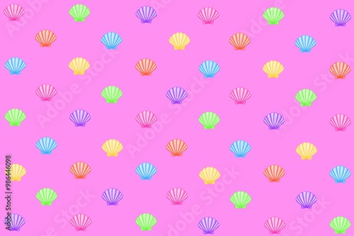 seamless pattern, seamless pattern with seashell, purple seamles, pink background, pink, pink background with shellfish, shellfish, shell, scallop, colorful, wallpaper, fabric, paper, wrapping