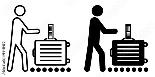 ofvs736 OutlineFilledVectorSign ofvs - self bag drop vector icon . step 2 . place your baggage on the conveyor belt . isolated transparent . outline and filled version . AI 10 / EPS / PNG . g12082
