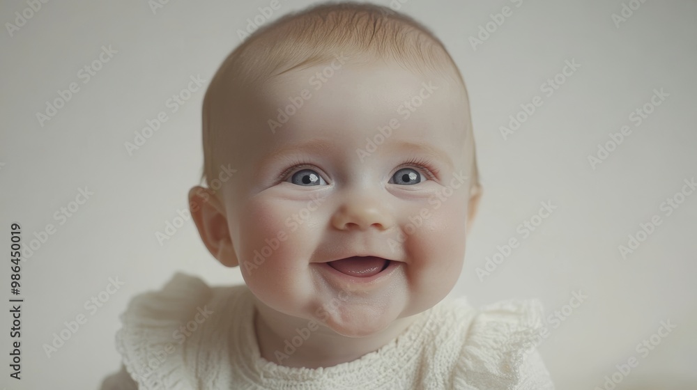 Cute Baby Smile on White Background, Perfect for Family or Parenting Themes Generative AI Cute Baby Smile on White Background, Perfect for Family or Parenting Themes Generative AI