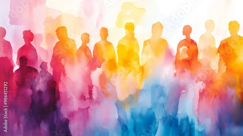 Wallpaper Mural Diverse People Abstract Watercolor Hand Painted Background Generative AI Torontodigital.ca