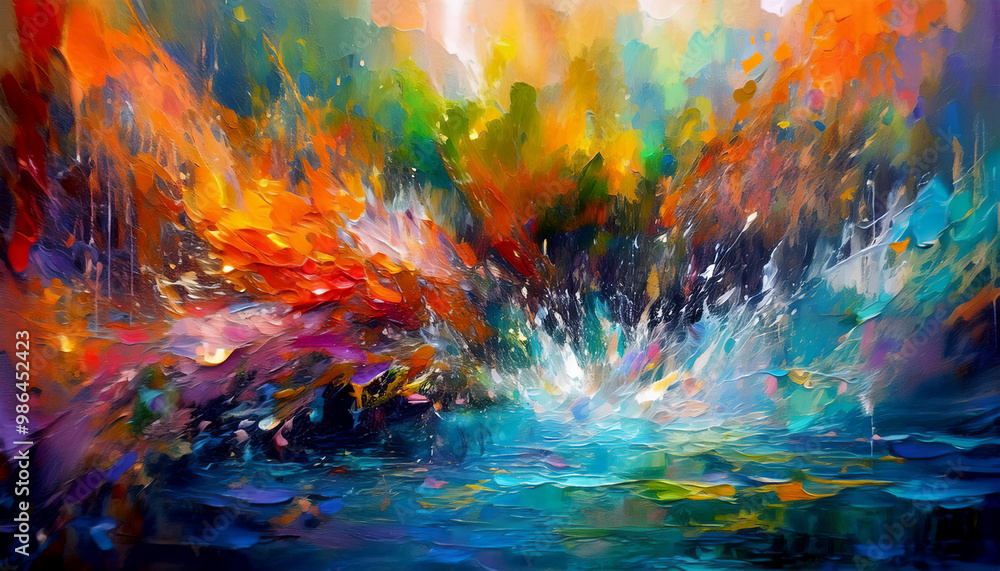 Original abstract oil painting of falling water Original abstract oil painting of falling water