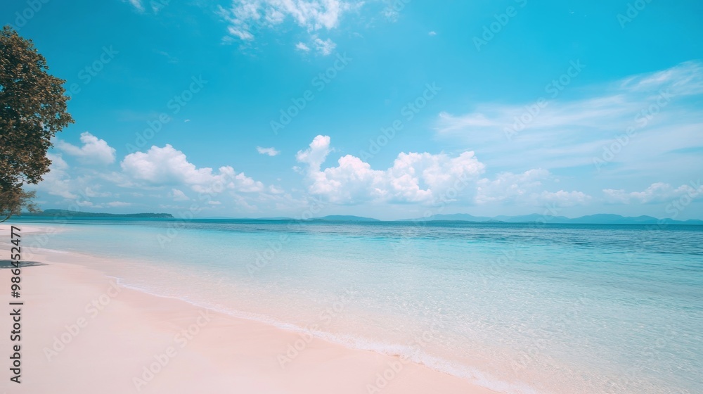 Serenity of Clear Sky, Blue Sea and White Sand Beach Generative AI Serenity of Clear Sky, Blue Sea and White Sand Beach Generative AI