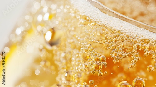 Close-up of Bundaberg Ginger Beer Bubbles with Fizzy Texture. photo