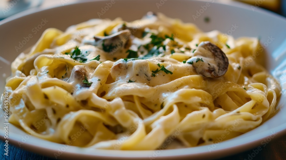 Delicious Cream Pasta Dish, Perfect for Food Blogging or Restaurant Menu Generative AI Delicious Cream Pasta Dish, Perfect for Food Blogging or Restaurant Menu Generative AI