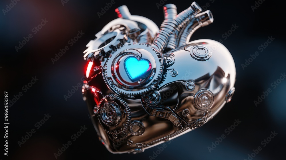 Steampunk Iron Heart with Glowing Mechanical Elements Steampunk Iron Heart with Glowing Mechanical Elements