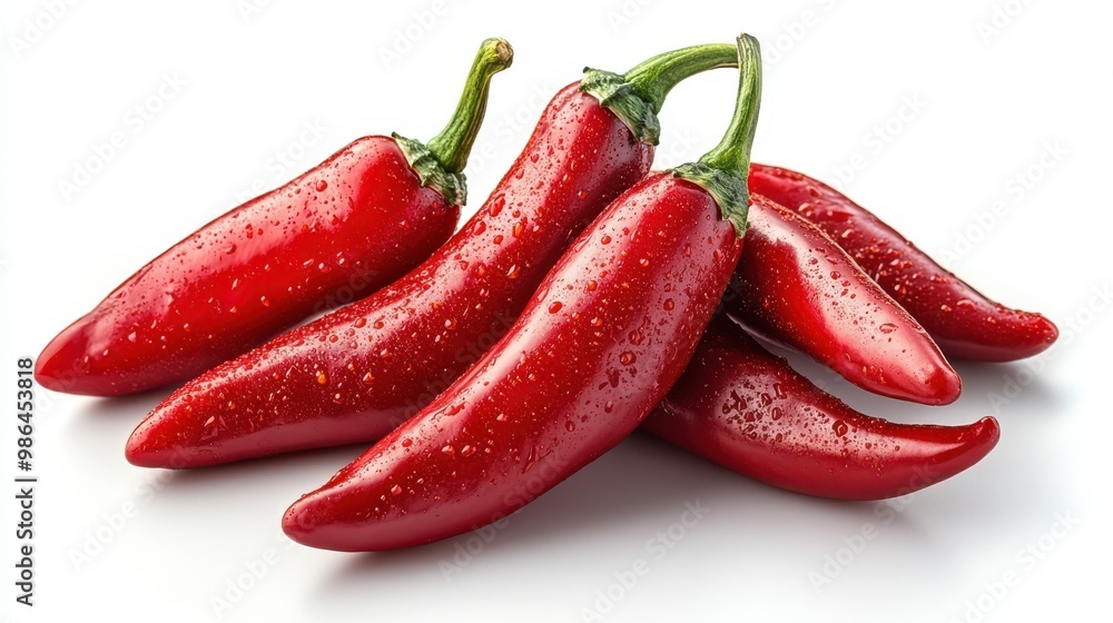 Red Hot Chili Peppers With Water Drops Close Up Red Hot Chili Peppers With Water Drops Close Up