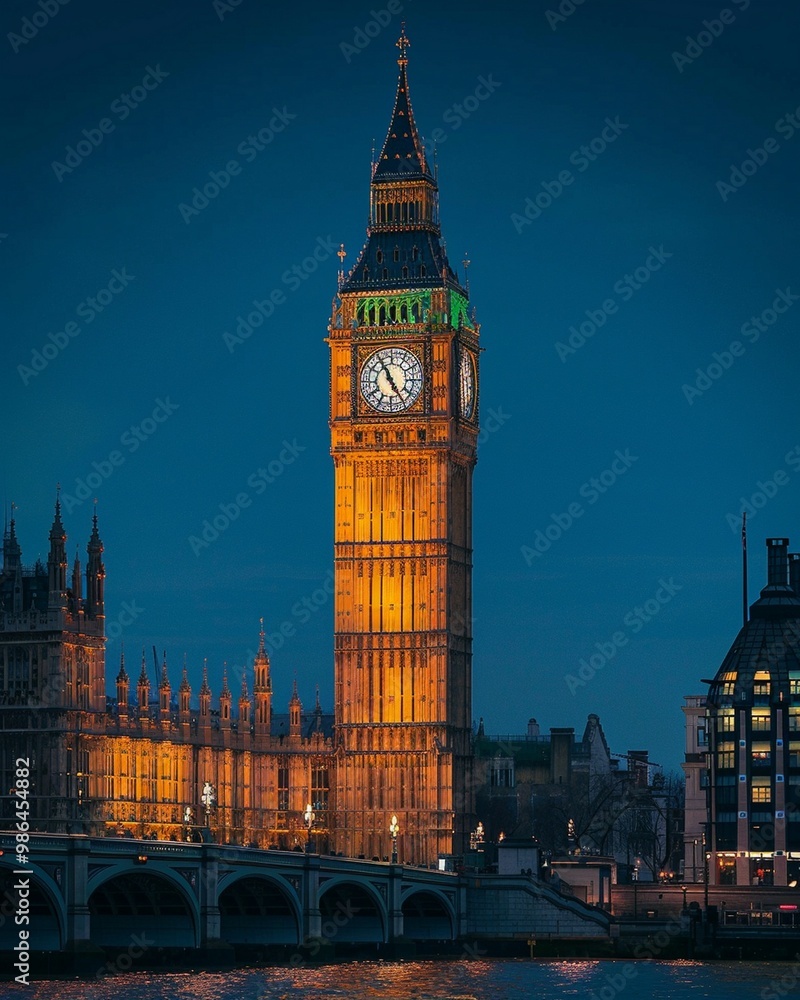 Obraz premium Tall Paris tower with lights at night picture