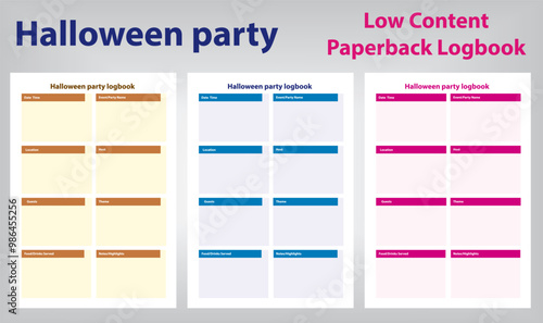 Halloween Planner low content paperback Logbook, October 31st Party Management Journal for Halloween Celebrations