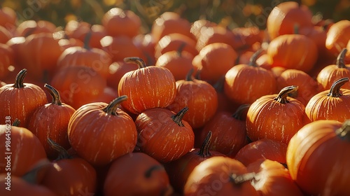 A pile of pumpkins, close-up, orange color tone, autumn season aethstetic, fresh and juicy appearance photo