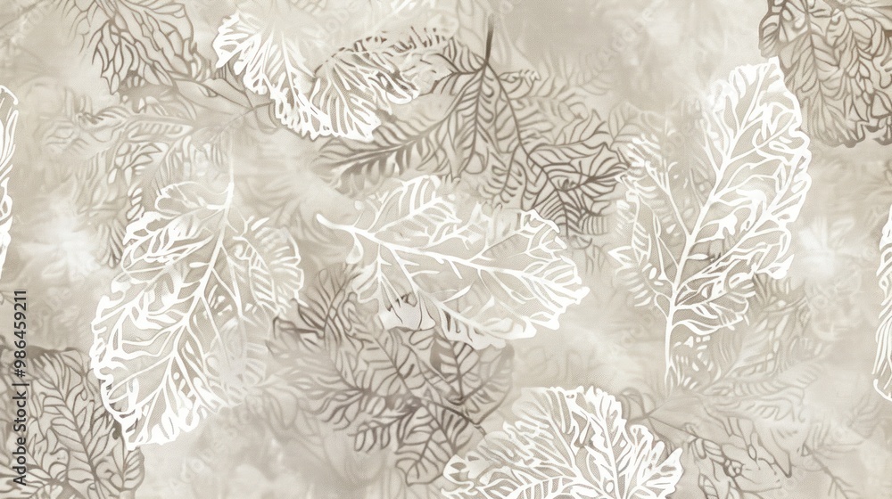 Abstract Beige and White Leaf Pattern Abstract Beige and White Leaf Pattern