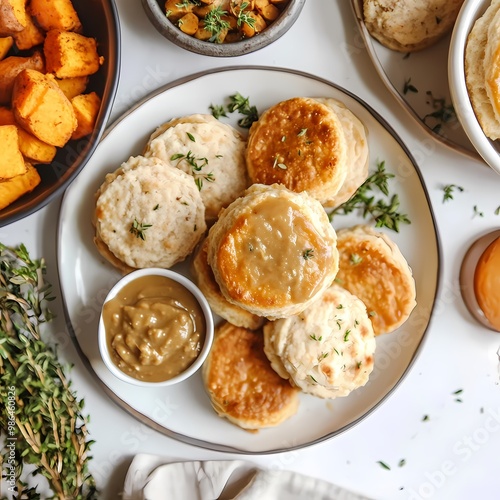 Cozy Thanksgiving Table Setup with Delicious Biscuits