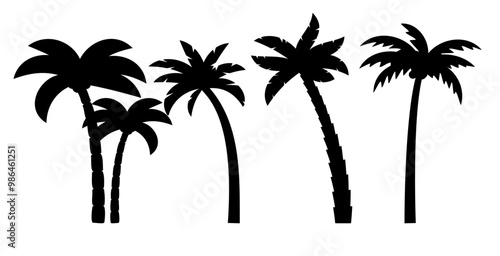 Palm tree vector island coconut cartoon black icon. Palmtree island desert isolated tropical icon
