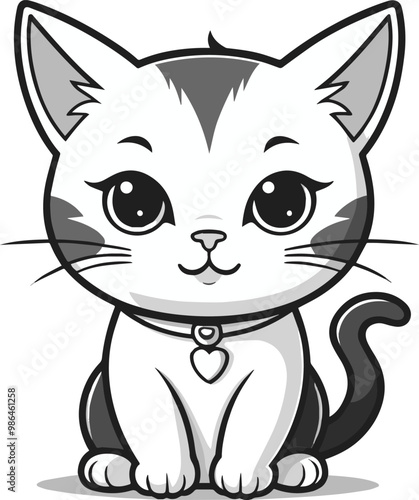 Cute cat color vector illustration