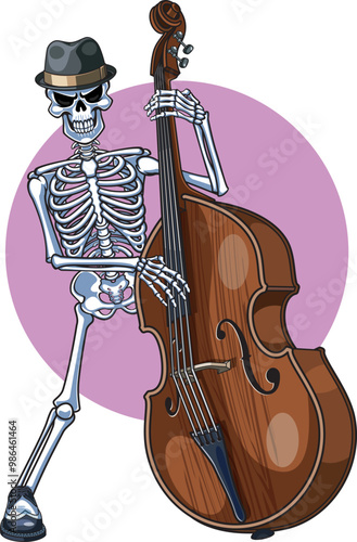 Contrabassist Instrumentalist  Skeleton Musician playing Double Bass
