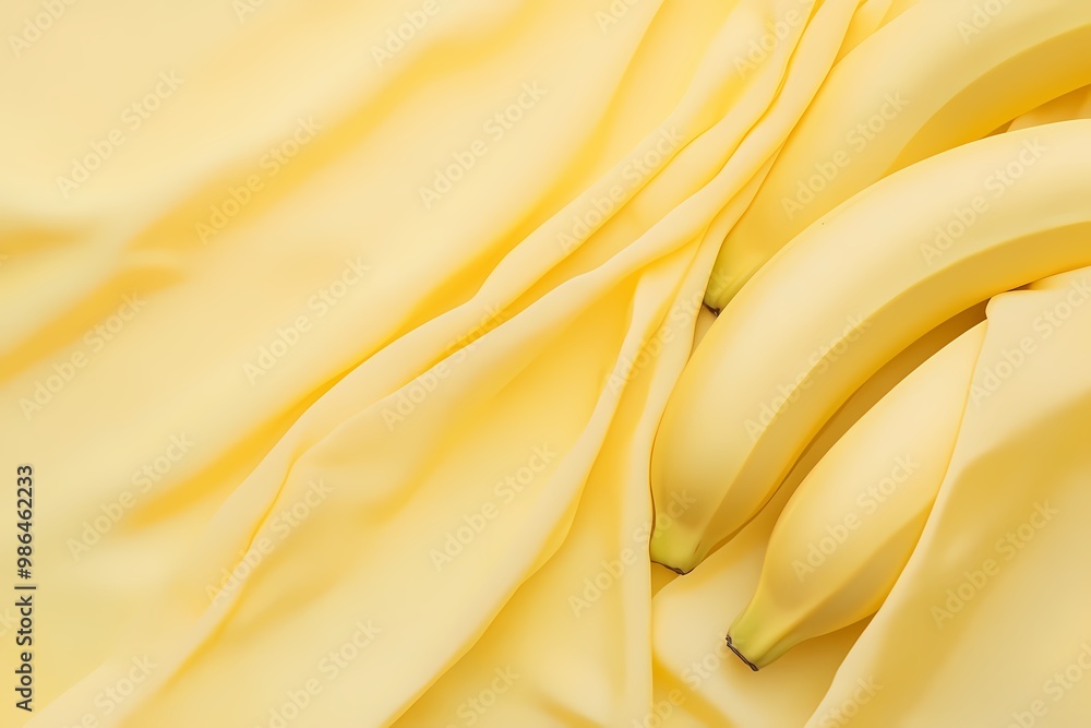 Soft Yellow Bananas on Plain Background Soft Yellow Bananas on Plain Background