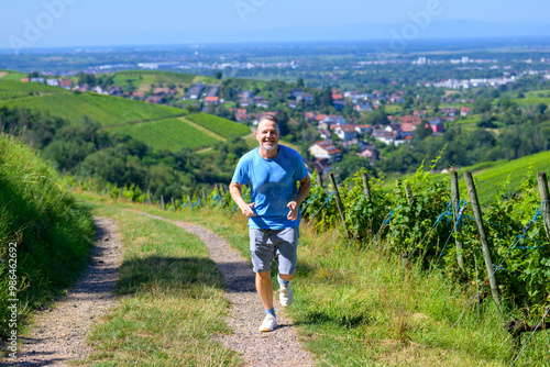 Jogging Through Scenic Vineyard Hills