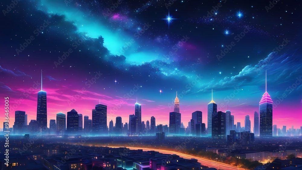 Fototapeta premium city skyline at night