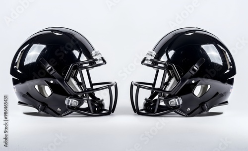 Mockup of an American football helmet, profile view, black and white