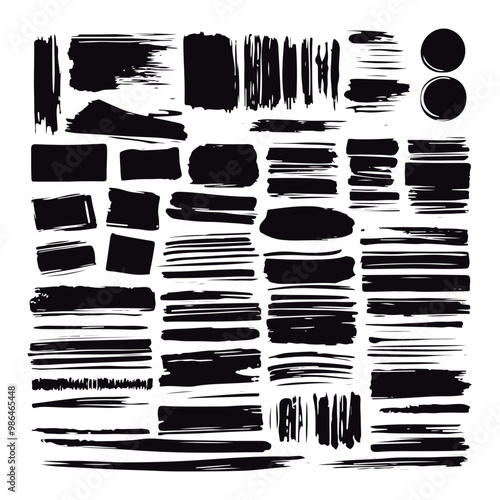 Black brushstrokes and pencil lines in various styles are arranged side by side, functioning as creative templates. The styles range from broad to fine, rough to smooth, meeting various artistic requi