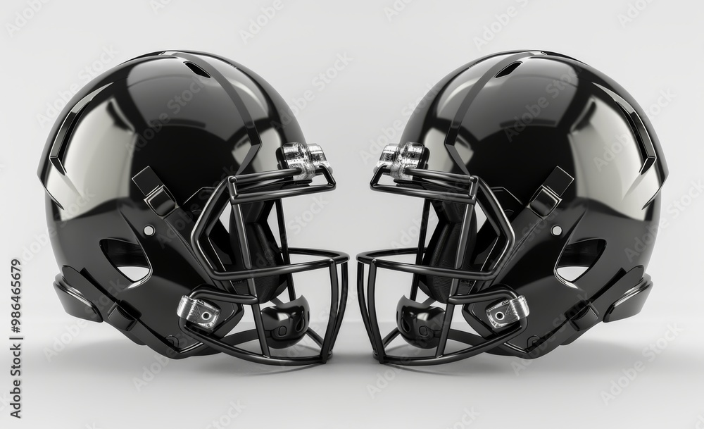Mockup of an American football helmet, profile view, black and white Mockup of an American football helmet, profile view, black and white
