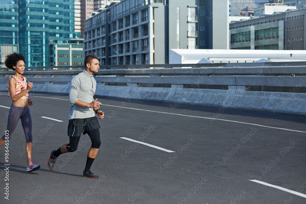 Running, cardio and training with couple in city for start of fitness, athlete and wellness. Race, exercise and marathon workout with people for urban, health and sports performance together Running, cardio and training with couple in city for start of fitness, athlete and wellness. Race, exercise and marathon workout with people for urban, health and sports performance together