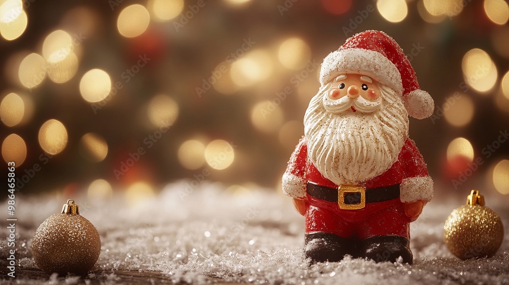 toy Santa Claus on a Christmas background