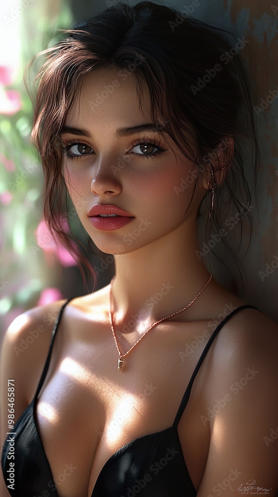 Stunning Portrait of a Woman with Long Brown Hair and Makeup Stunning Portrait of a Woman with Long Brown Hair and Makeup