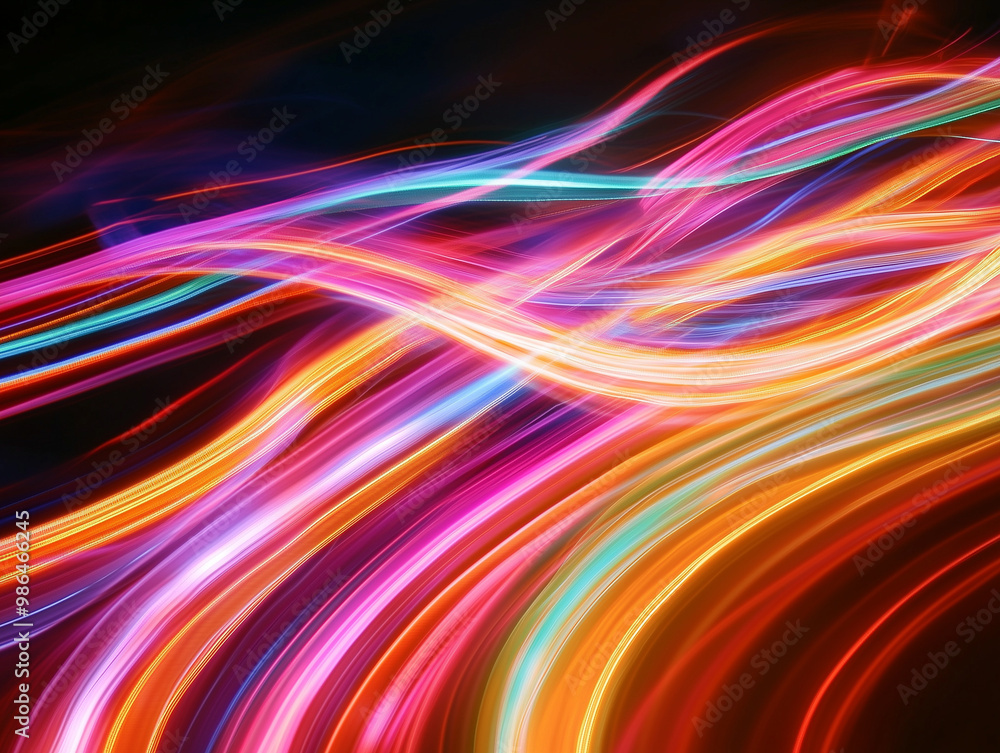 Abstract Wave of Colorful Light Streaks Abstract Wave of Colorful Light Streaks
