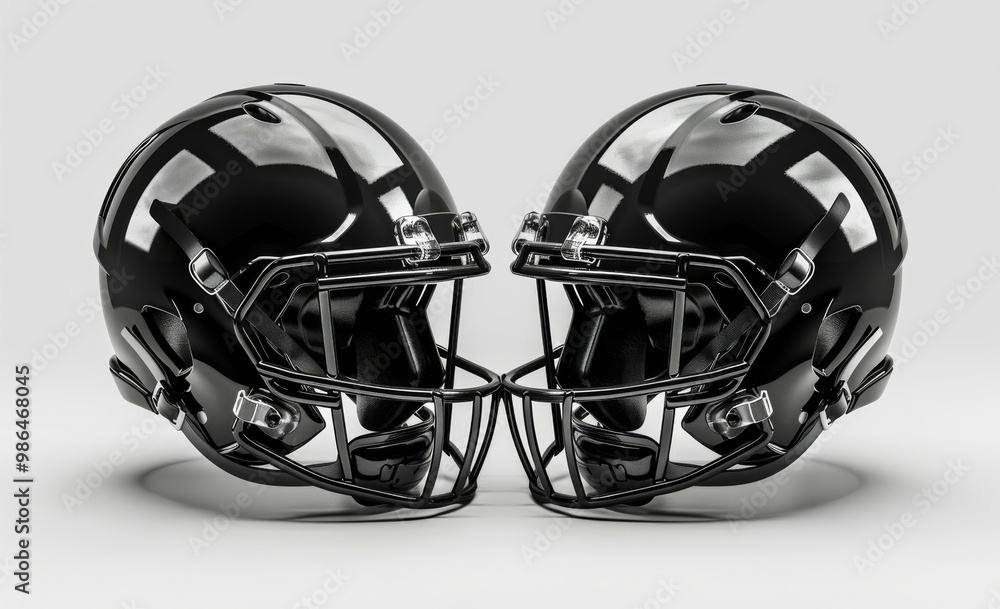Mockup of an American football helmet, profile view, black and white Mockup of an American football helmet, profile view, black and white