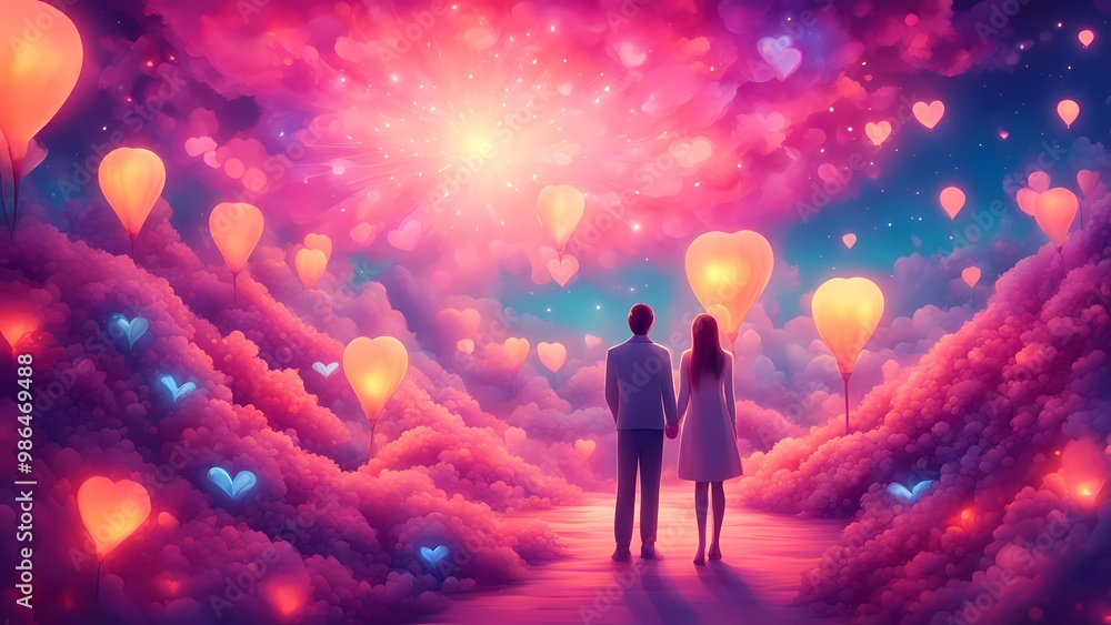 Romantic couple in the night sky Romantic couple in the night sky
