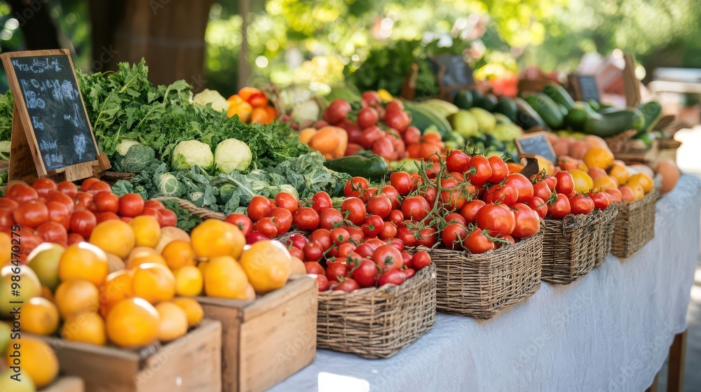 Fresh Produce Display at Local Farmer's Market Fresh Produce Display at Local Farmer's Market