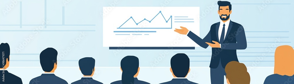 Business presentation with engaged audience Business presentation with engaged audience