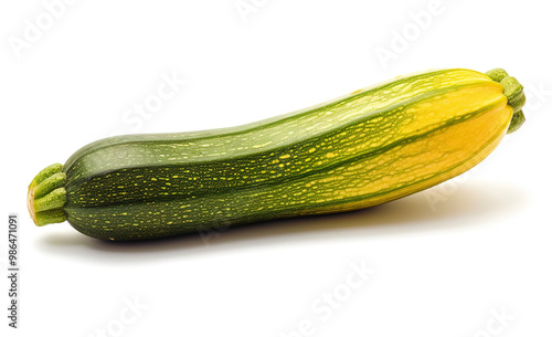 Black and yellow green zucchini isolated on a white background with a clipping path