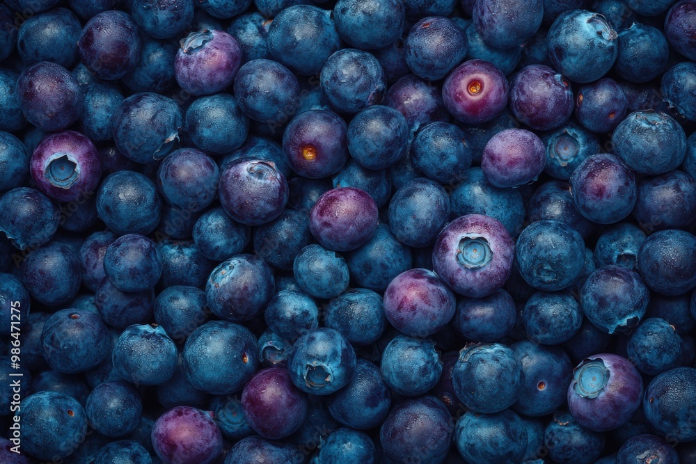 Sky view of vibrant blueberries symbolizing a healthy meal concept with space for additional content