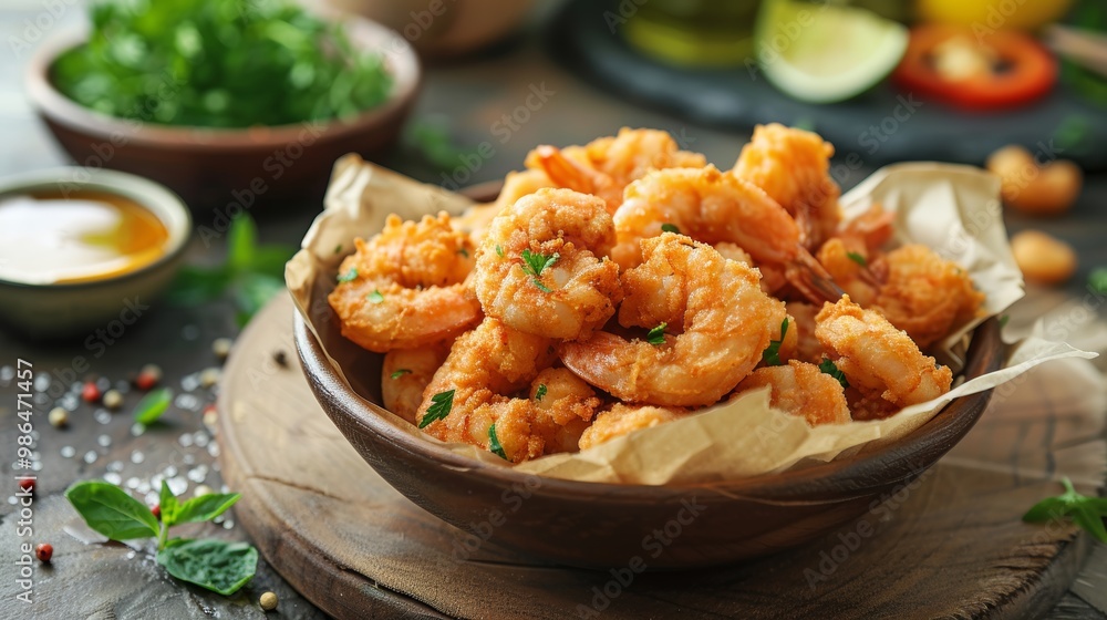 Savory Seafood Delight on a Rustic Wooden Table Generative AI