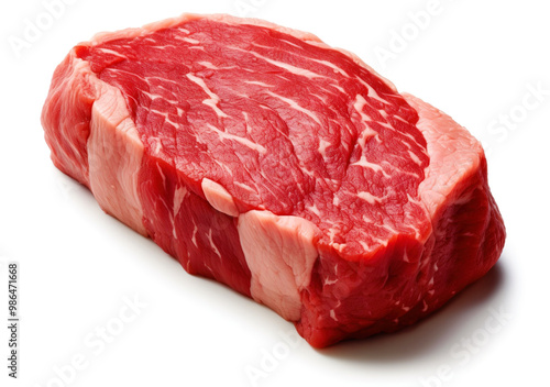 Close-up of raw beef steak isolated on a white background with a clipping path