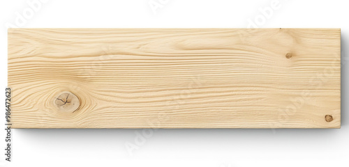 Light wood plank isolated on white background with clipping path