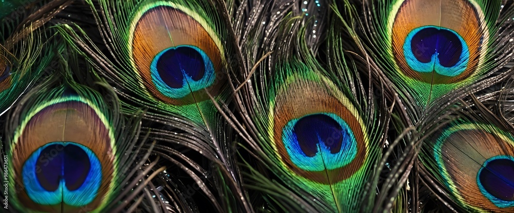 Fototapeta premium surface beauty peacock feather pattern texture background