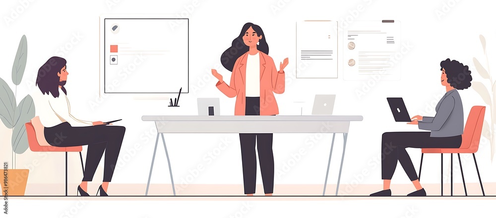 A Woman Leading a Meeting in a Modern Office A Woman Leading a Meeting in a Modern Office