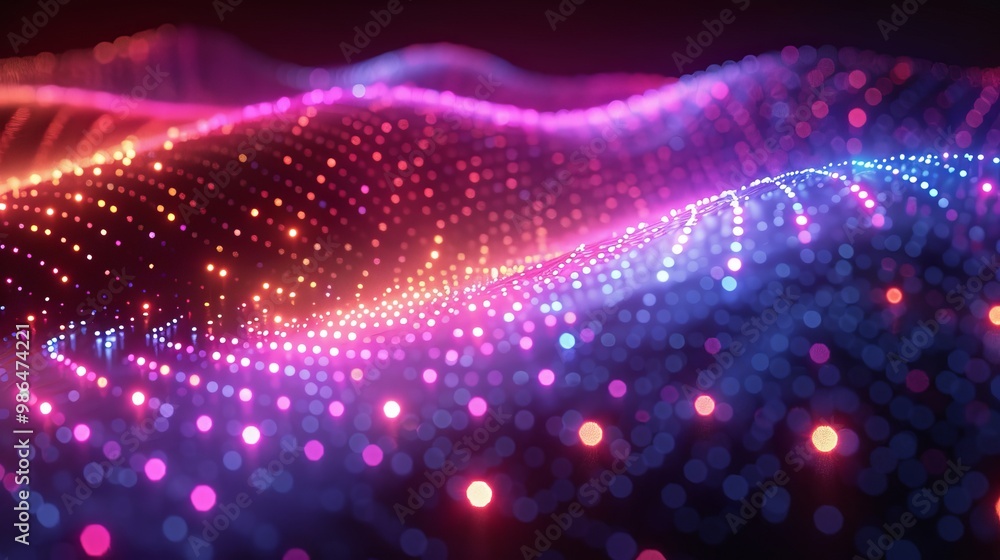 Futuristic Wave Background 3D Rendering of Dots and Lines on Dark Canvas Futuristic Wave Background 3D Rendering of Dots and Lines on Dark Canvas
