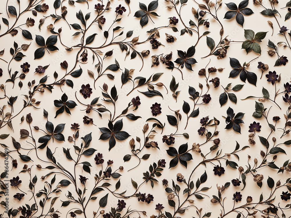 Black floral flower fabric pattern Background texture design Black floral flower fabric pattern Background texture design