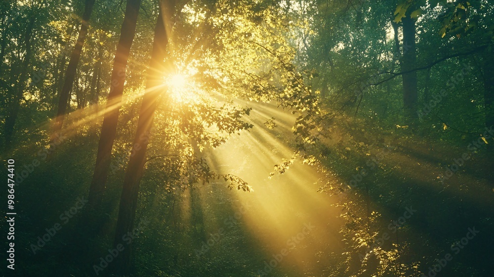 Sunlight Beams Through Dense Forest Canopy Sunlight Beams Through Dense Forest Canopy