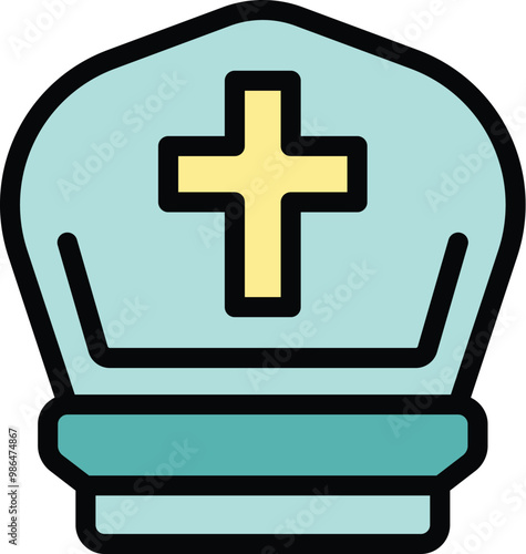 Christian pope hat with holy cross showing faith and religion