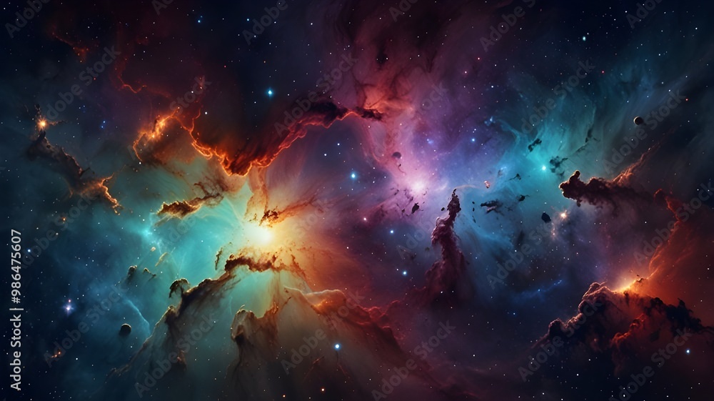 Glowing Night Sky with Stars and Nebulas in Deep Space Glowing Night Sky with Stars and Nebulas in Deep Space