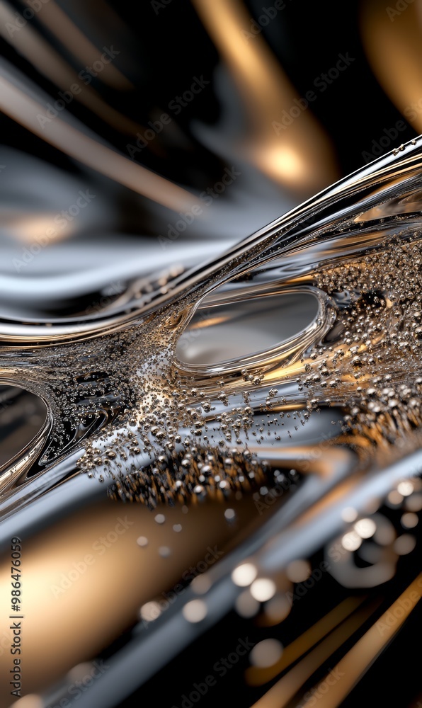 Flowing metallic surfaces with glossy reflections Flowing metallic surfaces with glossy reflections