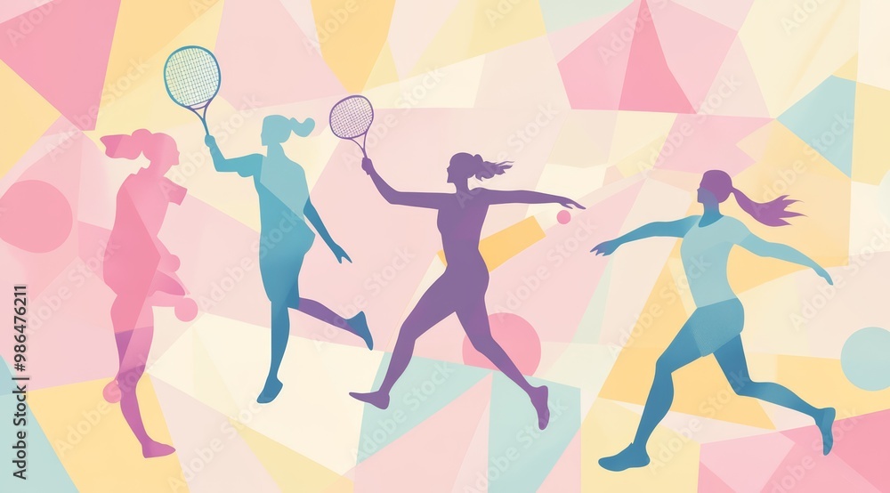 Illustration of Silhouette People Playing Badminton Illustration of Silhouette People Playing Badminton