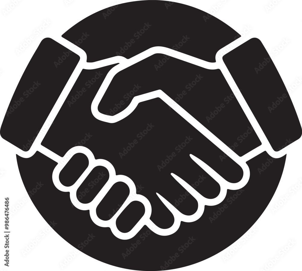 Handshake Icon Solid Style silhouette vector art illustration with white background Handshake Icon Solid Style silhouette vector art illustration with white background