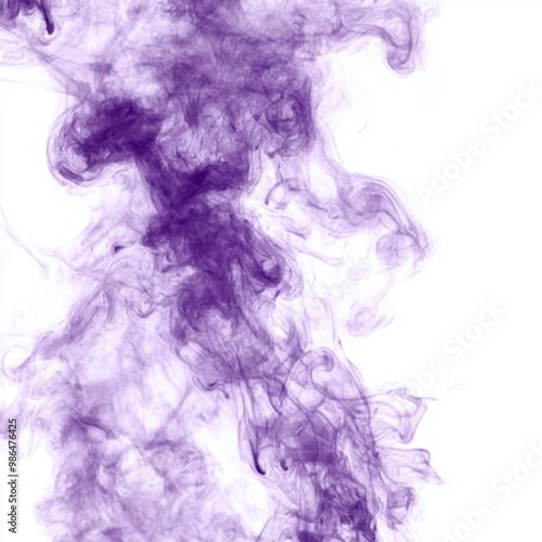 Violet smoke gracefully ascends, its wisps dancing softly against a white background. The intricate details create a dreamy and surreal atmosphere, evoking a sense of tranquility.