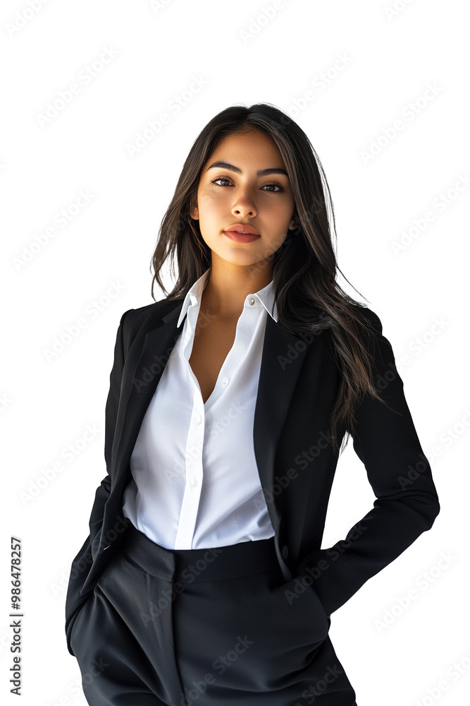 A Bolivian businesswoman in a black suit. Isolated and transparent A Bolivian businesswoman in a black suit. Isolated and transparent