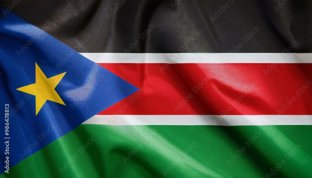 南スーダンの国旗(waving national flag of South Sudan.)
南スーダンの国旗(waving national flag of South Sudan.)